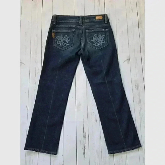 Paige Denim 2010s Laurel Canyon Denim Crop Jeans Midnight Rocker Low Rise 24 - Picture 1 of 8